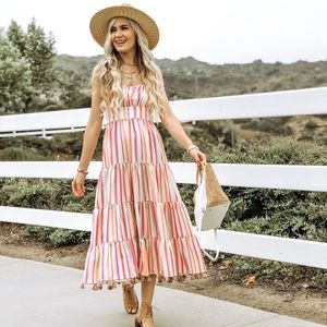 Rainbow stripes maxi dress